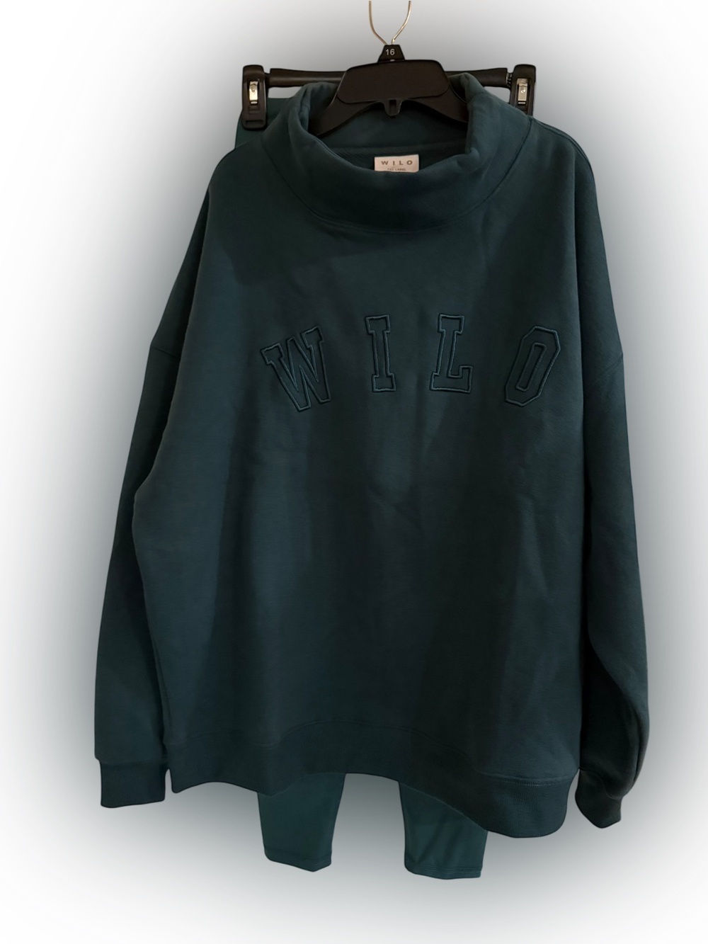 Wilo the Label Forest Green Mock Neck Sweatshirt and High Rise Leggings Set